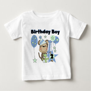 Petit Singe Avec Cadeaux T-shirts 2e Anniversaire