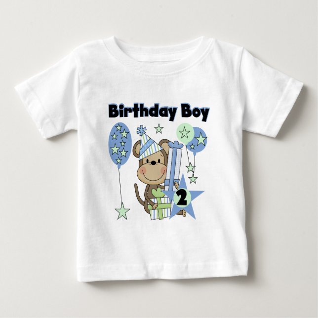 Petit Singe Avec Cadeaux T-shirts 2e Anniversaire (Devant)