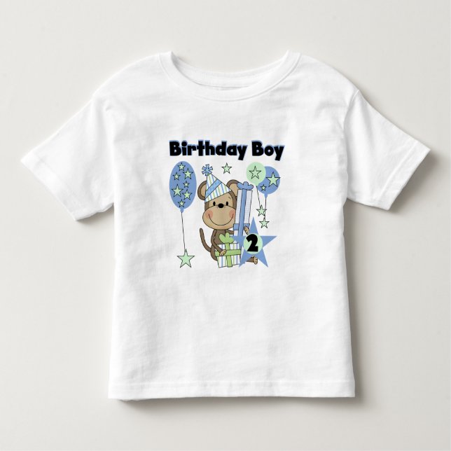 Petit Singe Avec Cadeaux T-shirts 2e Anniversaire (Devant)