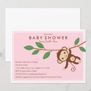 Petit Singe - Rose   Invitation baby shower
