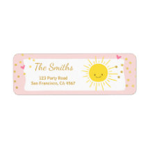 Petit soleil Étiquette de adresse été rose or