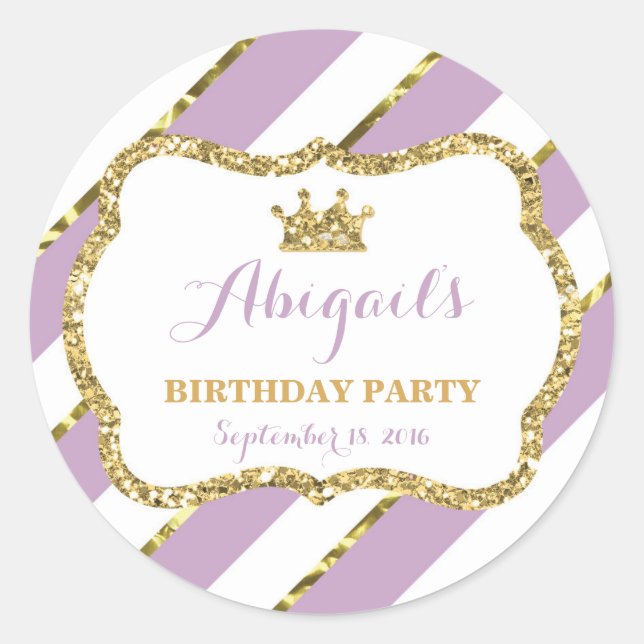 Petit Sticker Princesse, Violet, Or (Devant)