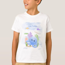 Petit T-Shirt Enfant Pieuvre Bleue