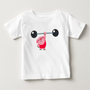 Petit T-shirt pour bébé cochon, levage de poids