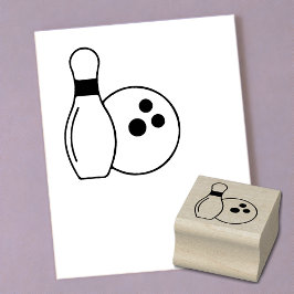 Petit tampon en bois d'art de quille et boule de b
