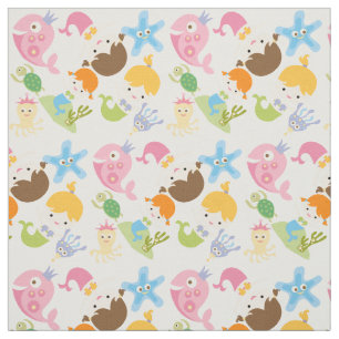 Petit tissu de sirènes et de créatures de mer