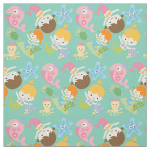 Petit tissu de sirènes et de créatures de mer