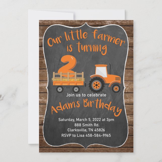 Petit tracteur agricole Invitations d'anniversaire (Devant)
