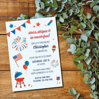 Petite 4 juillet de fêtards Invitation d'anniversa