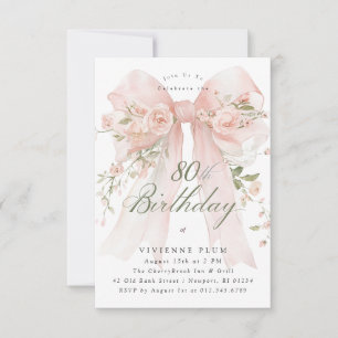 PETITE 80. Geburtstagsfeier Elegante rosa Blumen Einladung