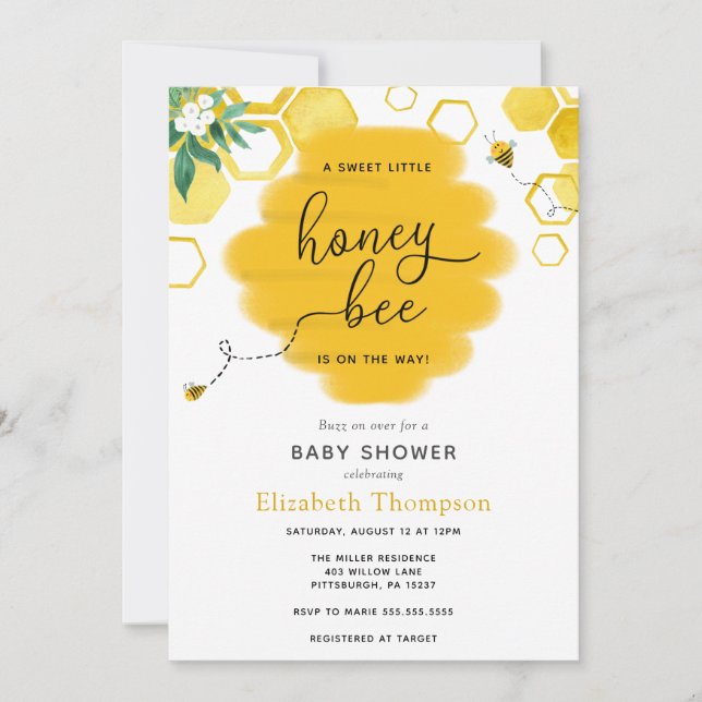 Petite abeille de miel Baby shower Invitation (Devant)