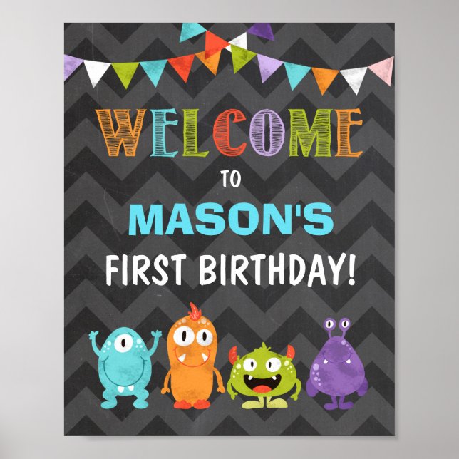 Petite Affiche de bienvenue d'anniversaire de Mons (Devant)