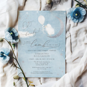 Petite agneau avec Baby shower à ballon Invitation