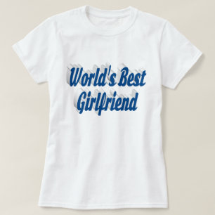 Petite amie avec texte bleu mer T-shirt