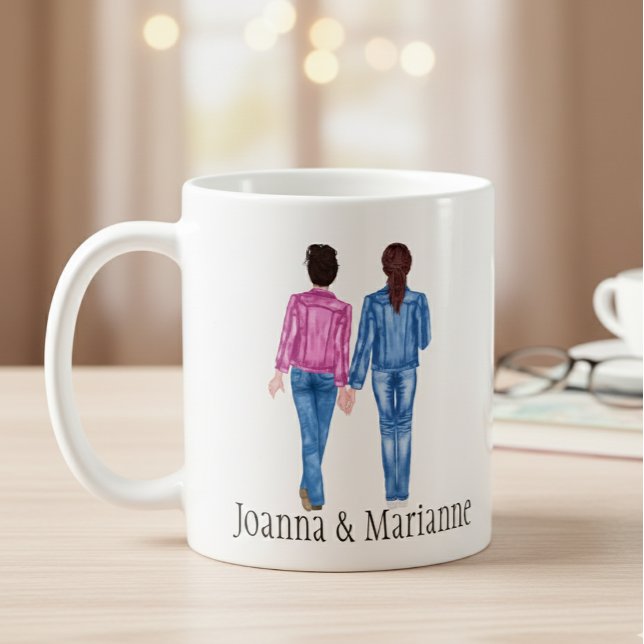 Petite amie Mug Monogramme Brunette Noms de l'aqua (Créateur téléchargé)