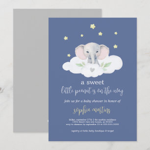 Petite Baby shower d'arachide Invitation Blue Elep