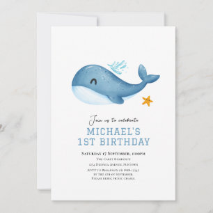 Petite baleine sous la mer invitation anniversaire