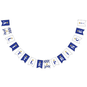 Petite bannière de prince baby shower, bleu royal