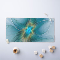 Petite Beauté Moderne Bleu Or Fractal Art Flower