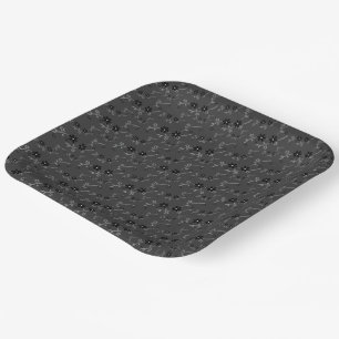 Petite Black Floral Blume Pappteller