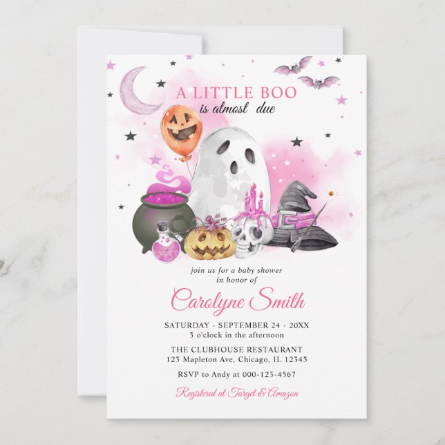 Petite Boo Halloween Baby shower fille Invitation (Devant)
