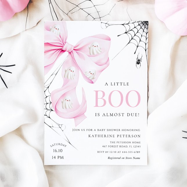 Petite Boo PINK Bow Baby shower Invitation (Créateur téléchargé)