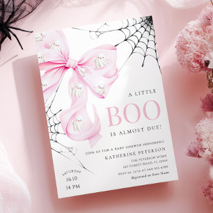 Petite Boo PINK Bow Baby shower Invitation