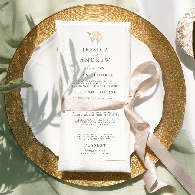 Petite Bouquet Wedding Menu Card | Peach Menükarte (Von Creator hochgeladen)