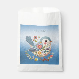 Petite Broderie Florale d'oiseaux Sacs Bleus Faveu
