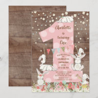 Petite Bunny Big One Girls Anniversaire Invitation