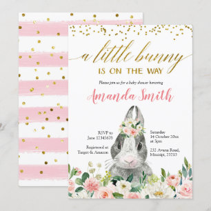 Petite Bunny Spring Invitation Baby shower Floral