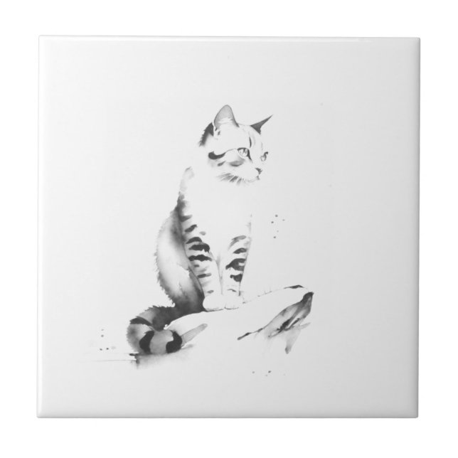 Petite Carreaux en céramique - Chat, Style de lava (Devant)
