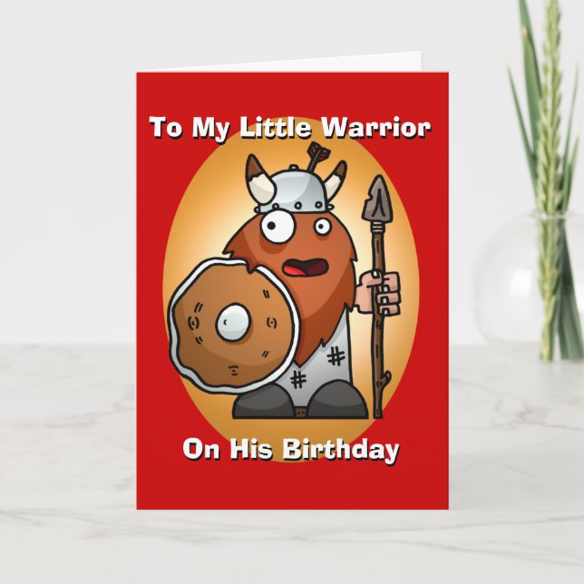 Petite carte d'anniversaire de guerrier (Devant)