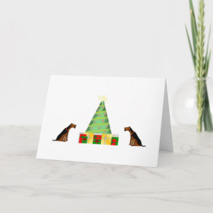 Petite carte de Noël d'Airedale des aides de Père