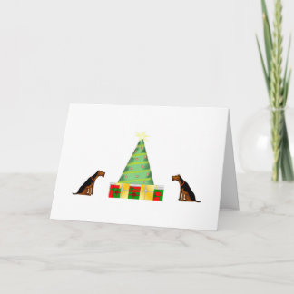 Petite carte de Noël d'Airedale des aides de Père