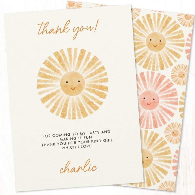 Petite Carte de remerciements (Little sunshine personalized custom text thank you card)