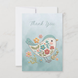 Petite Carte de remerciements aux fleurs roses ble