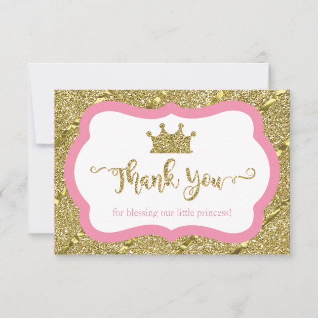 Petite Carte de remerciements Princesse, Rose, Par (Devant)