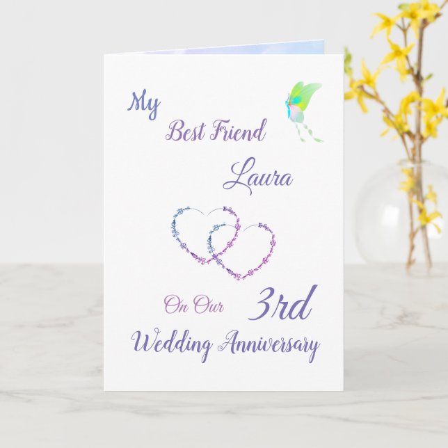 Petite carte de voeux design 3e anniversaire (Fleur jaune)