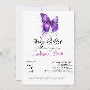 Petite carte d'invitation baby shower papillon