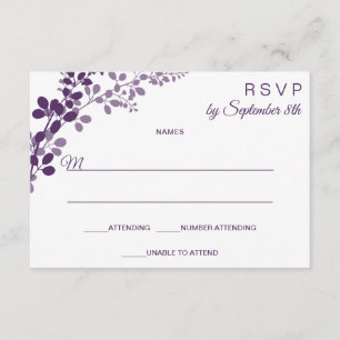 Petite carte postale Mariage violet RSVP / Répondr