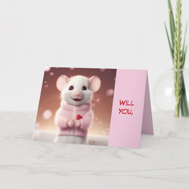 PETITE CARTE VALENTINE DE SOURIS (Devant)