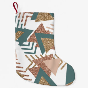 Petite Chaussette De Noël 80s rétro Abstrait les années 70 Vert et Or Pers