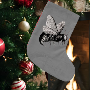 Petite Chaussette De Noël Abeille gothique effrayante Crâne Ailes Insecte