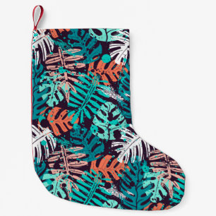 Petite Chaussette De Noël Abstrait  feuille tropical motif. Créatif