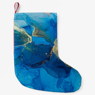 Petite Chaussette De Noël Abstrait fragment bleu et or du backgr coloré