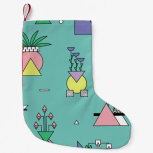 Petite Chaussette De Noël Abstrait géométrique, vases style memphis plante.
