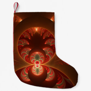 Petite Chaussette De Noël Abstrait lumineux rouge orange moderne Fractal
