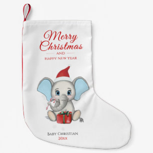 Petite Chaussette De Noël adorable éléphant de Noël   Personnalisé