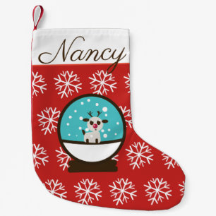Petite Chaussette De Noël Adorable Snowglobe Reindeer avec Snowflakes